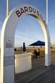 France, Calvados, Pays d'Auge, Deauville, the famous planks on the beach