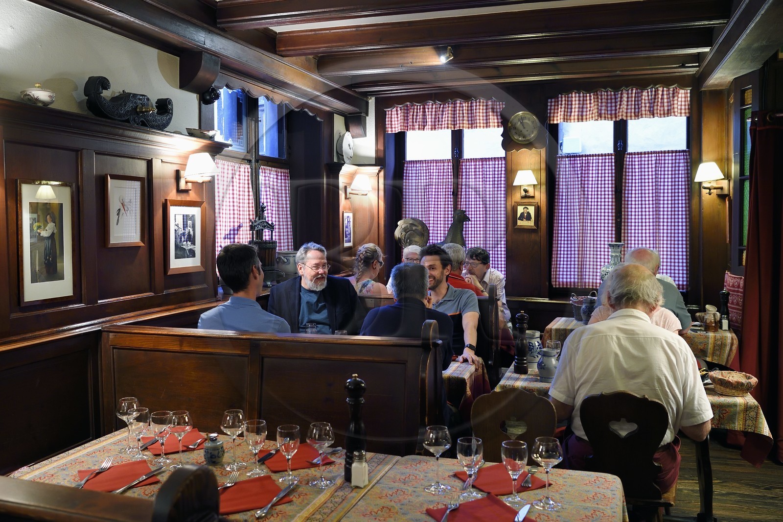 France, Bas Rhin, Strasbourg, old town listed as World Heritage by UNESCO, the winstub Chez Yvonne - S'Burjerstuewel in rue du Sanglier