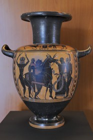 Italie, Latium, province de Viterbe, Montalto di Castro, antique cité étrusque de Vulci, vase etrusque