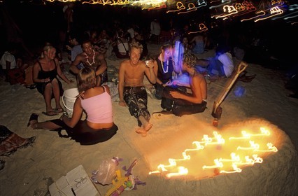 Thaïlande, Archipel îles Samui, Full Moon Party sur l' île de Koh Pha-Ngan, la fête au cúur de la nuit