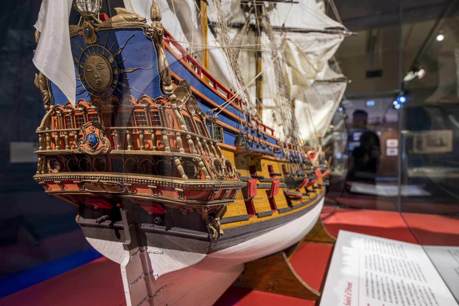 France, Morbihan, Port-Louis, Port Louis Citadel, museum of the Compagnie des Indes, model of the ship Le Soleil d'Orient, the first large commercial vessel built in Lorient on behalf of the Compagnie des Indes at the end of the 17th century