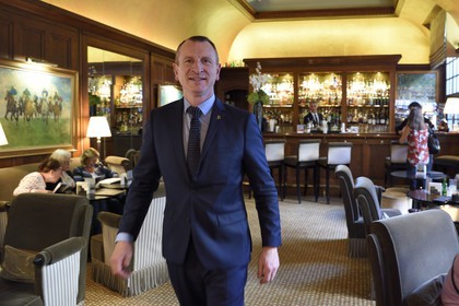 France, Calvados, Pays d'Auge, Deauville, Normandy Barriere Hotel Bar, the bartender chef Marc Jean