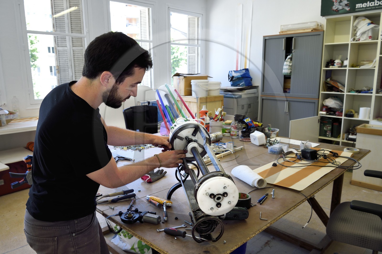 France, Alpes-Maritimes, Nice, La Station, contemporary art space located in the former slaughterhouse, artist Remi Amiot in his workshop