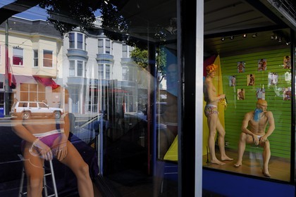 United States, California, San Francisco, show window of an Gay shop in Castro Street, main street of the Gay District