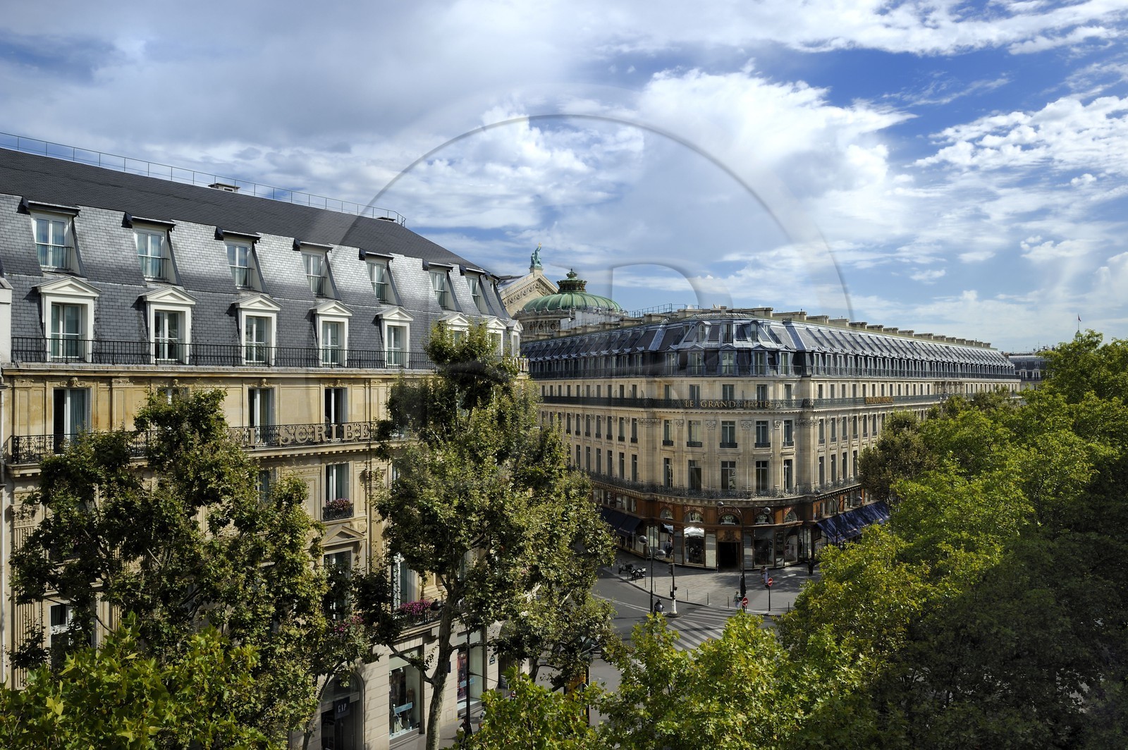 France, Paris, hotel Scribe and Grand Hotel in Haussmann type buildings on the boulevard des Capucines