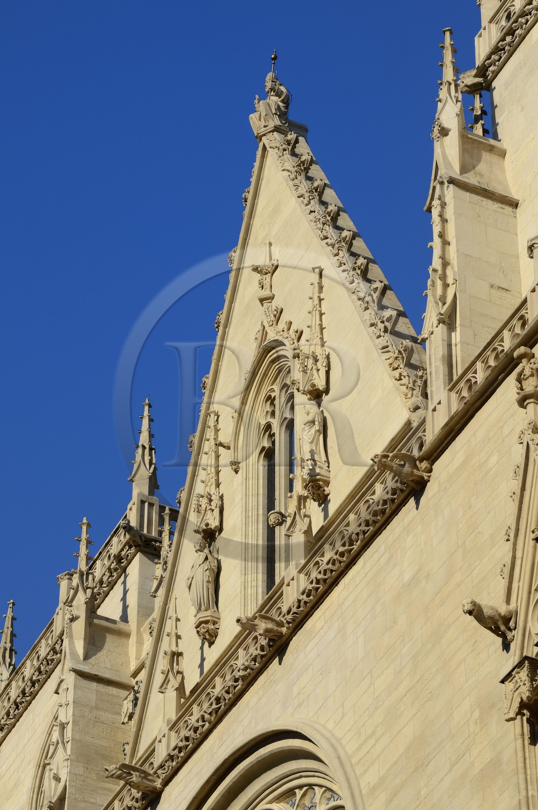 France, Rhône (69), Lyon, site historique classé Patrimoine Mondial de l'UNESCO, Vieux Lyon, la cathédrale (primatiale) Saint Jean, la façade occidentale