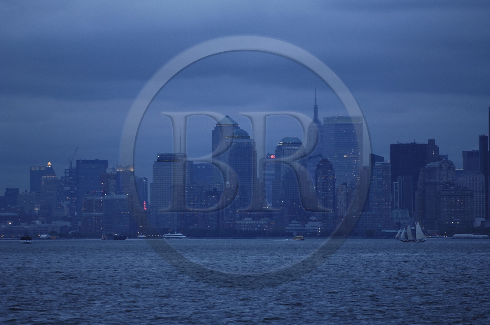 United States, New York, Manhattan, downtown seen from the sea