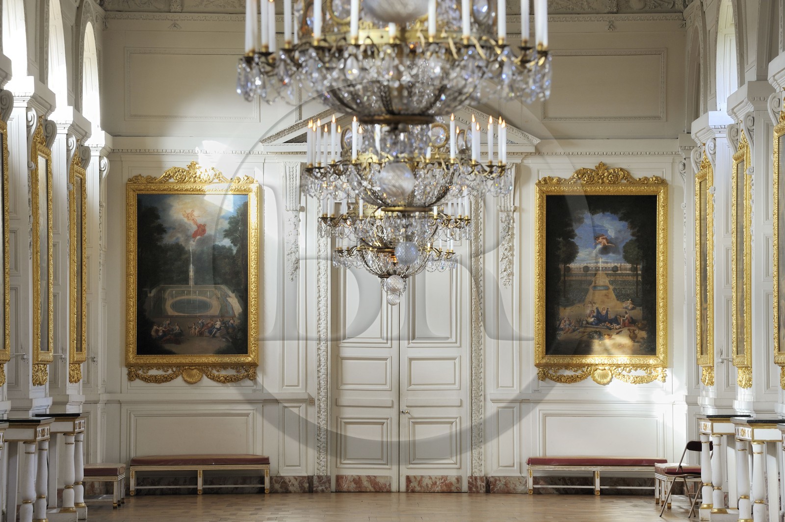 France, Yvelines, Chateau de Versailles, listed as World Heritage by UNESCO, the Grand Trianon, gallery exhibits 21 paintings of the Versailles Grove by Cotelle