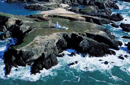 France, Morbihan (56), Belle-île, la Pointe des poulains au nord-ouest de l' île (vue aérienne)
