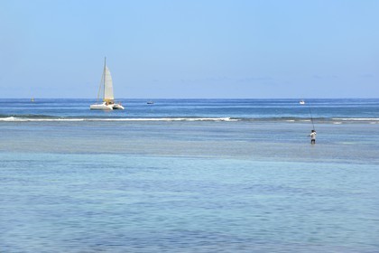 France, île de la Réunion, la Cote Ouest, plage du lagon de Saint-Gilles-Les-Bains, l'Ermitage-les-Bains