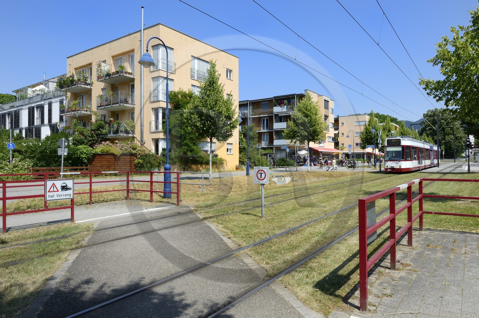 Germany, Baden-Wurttemberg, Freiburg im Breisgau, ecological Vauban quarter, the tram