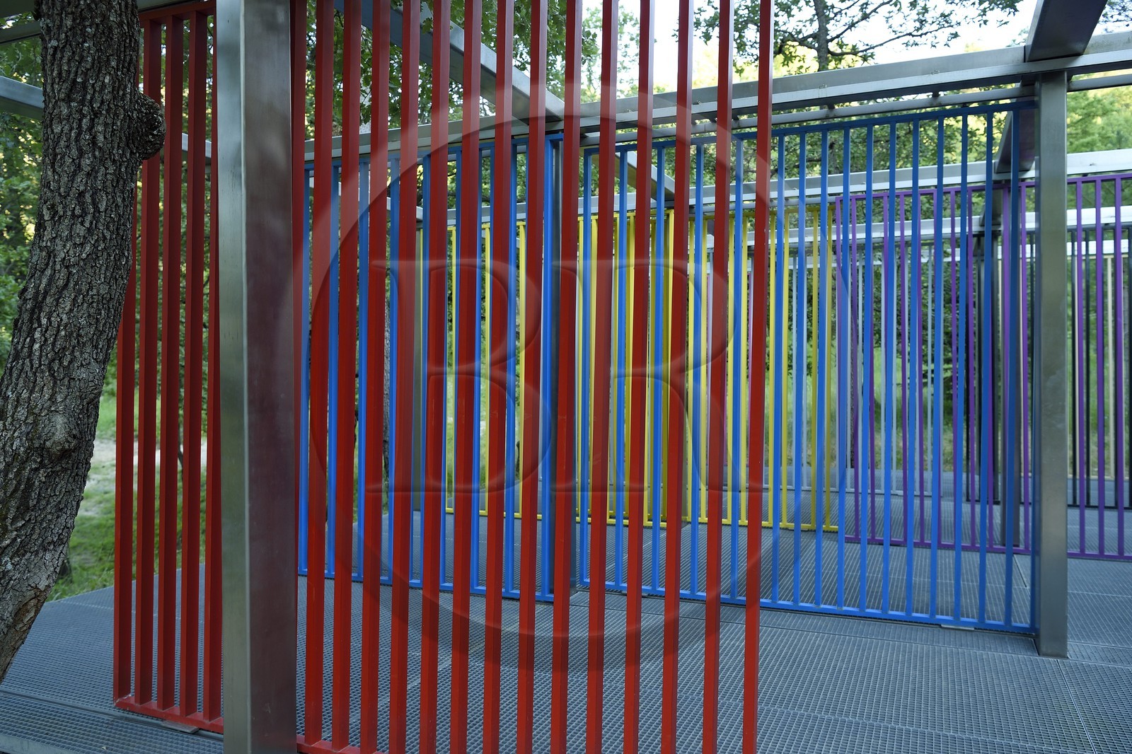 France, Bouches du Rhone,  Le Puy Sainte Reparade, Chateau La Coste vineyard and contemporary art center, Multiplied Resistance Screened by artist Liam Gillick (Compulsory Mention)