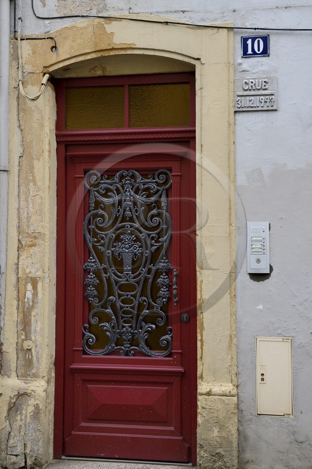France, Moselle (57), vallée de la Moselle, Sierck-les-Bains, niveau de la crue de La Moselle en 1947