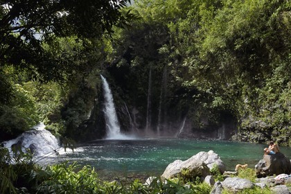 France, Reunion island (French overseas department), Saint Joseph, Langevin river on the flank of the Piton de la Fournaise volcano, the Trou Noir (Black Hole) waterfall
