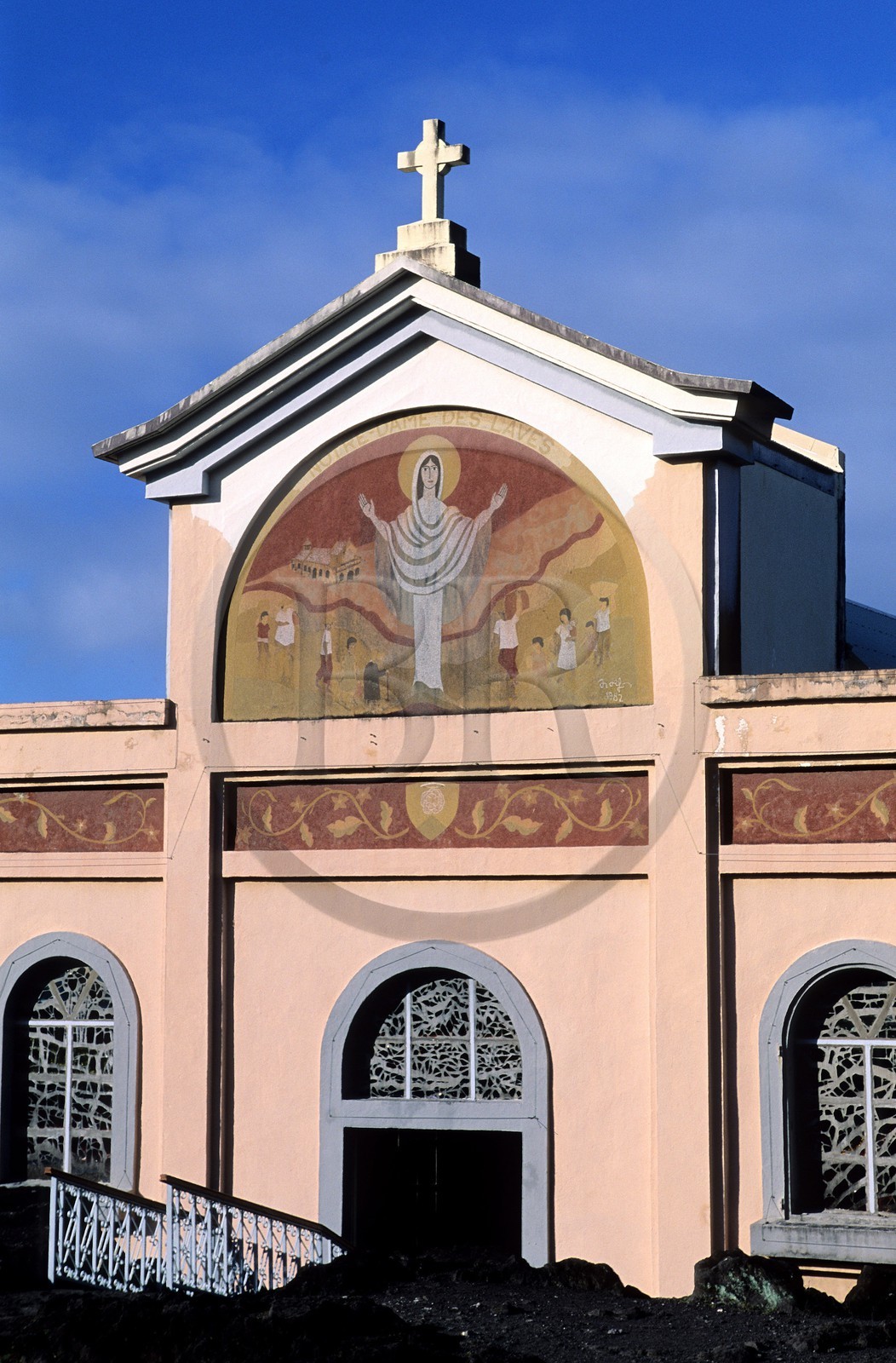 France, Réunion island (French overseas department), east coast, the Piton Sainte-Rose church miraculously spared by the lava flow of 1977