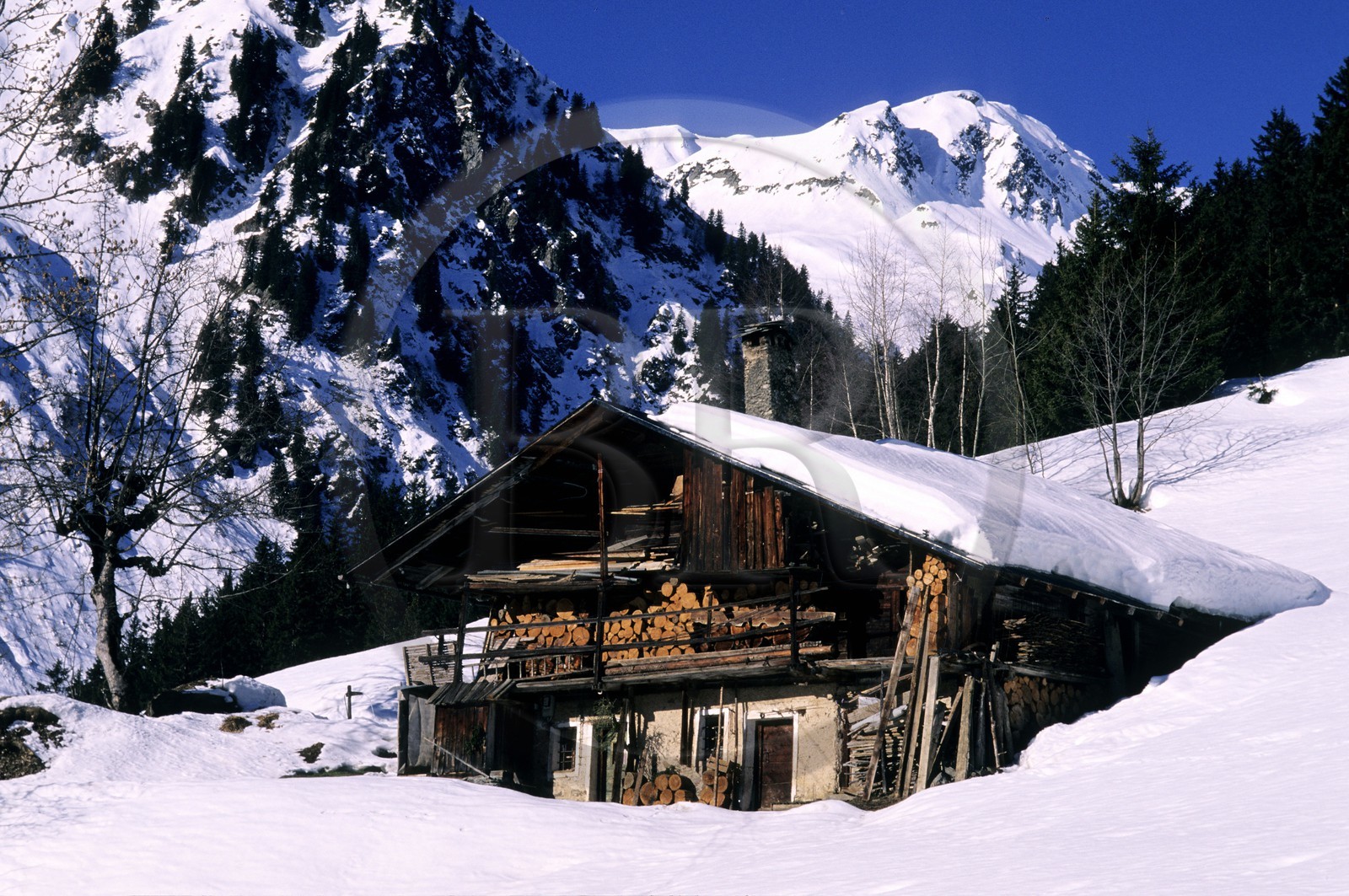 France, Savoie (73), Région du Beaufortin, Le Planay, chalet du village d'Arêches sous la neige