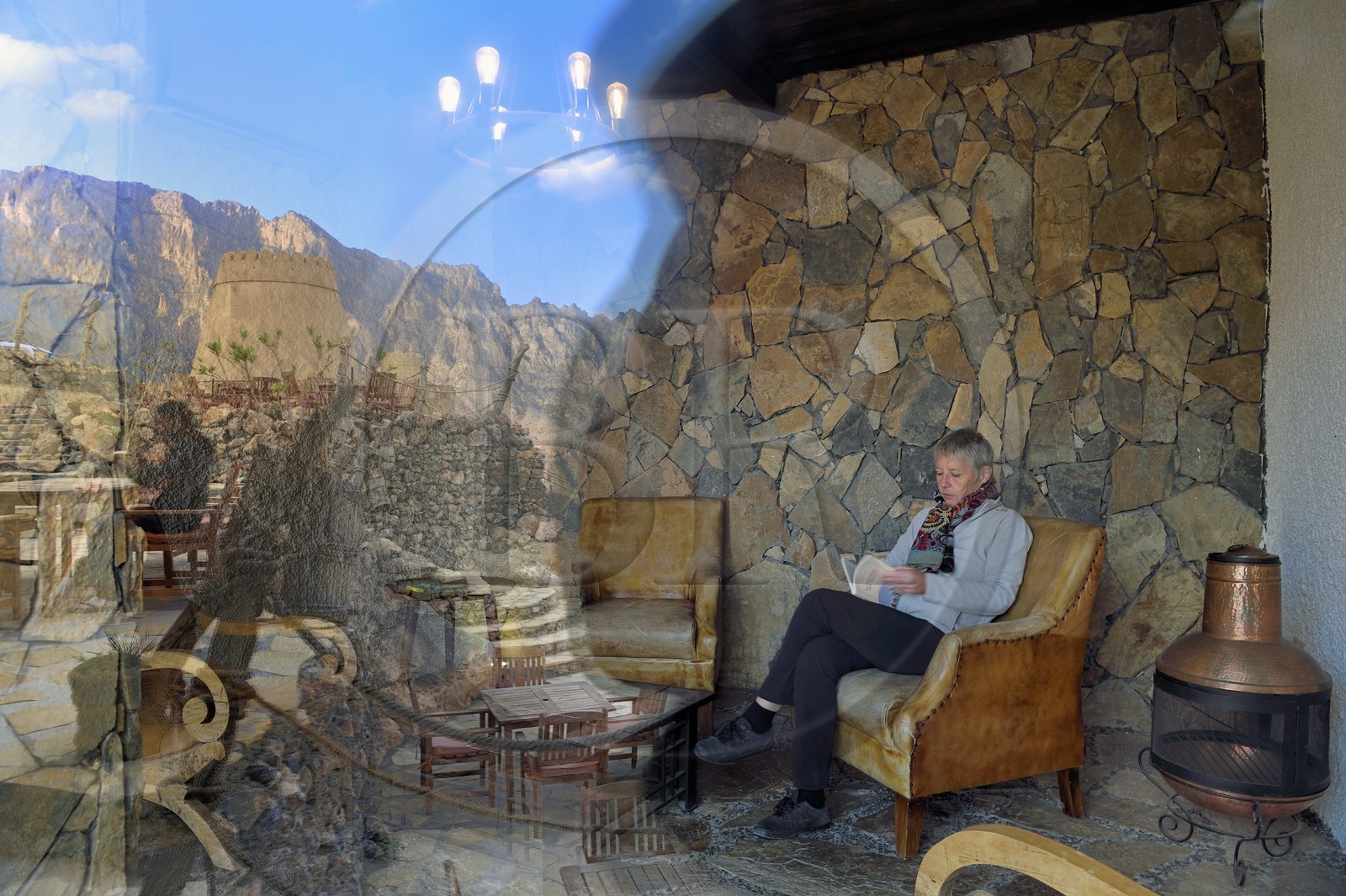 Sultanat d'Oman, Gouvernorat d'Al-Batina du Sud, Hajar occidental, Wadi Mistall, village de Wakan (Wukan), Sama Wakan Heritage Home, chambres d’hotes de charme