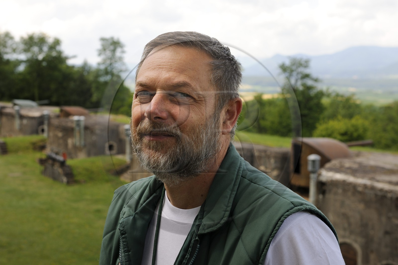 France, Bas Rhin, Mutzig Fort, battery of shields n°1, Bernard Bour responsible for the renovation project