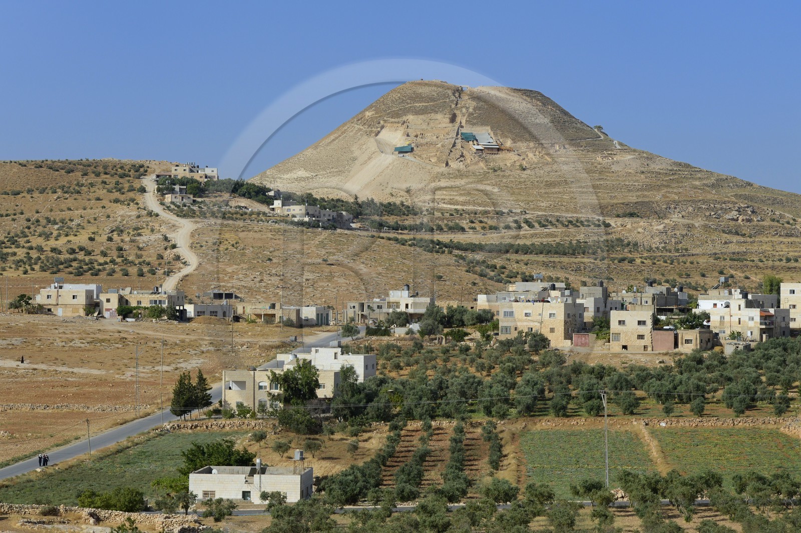 Israel, West Bank, Herodium or Herodion is a volcano-like hill with a truncated cone with a a fortress and palace build by Herod the Great (Herodion National Park)