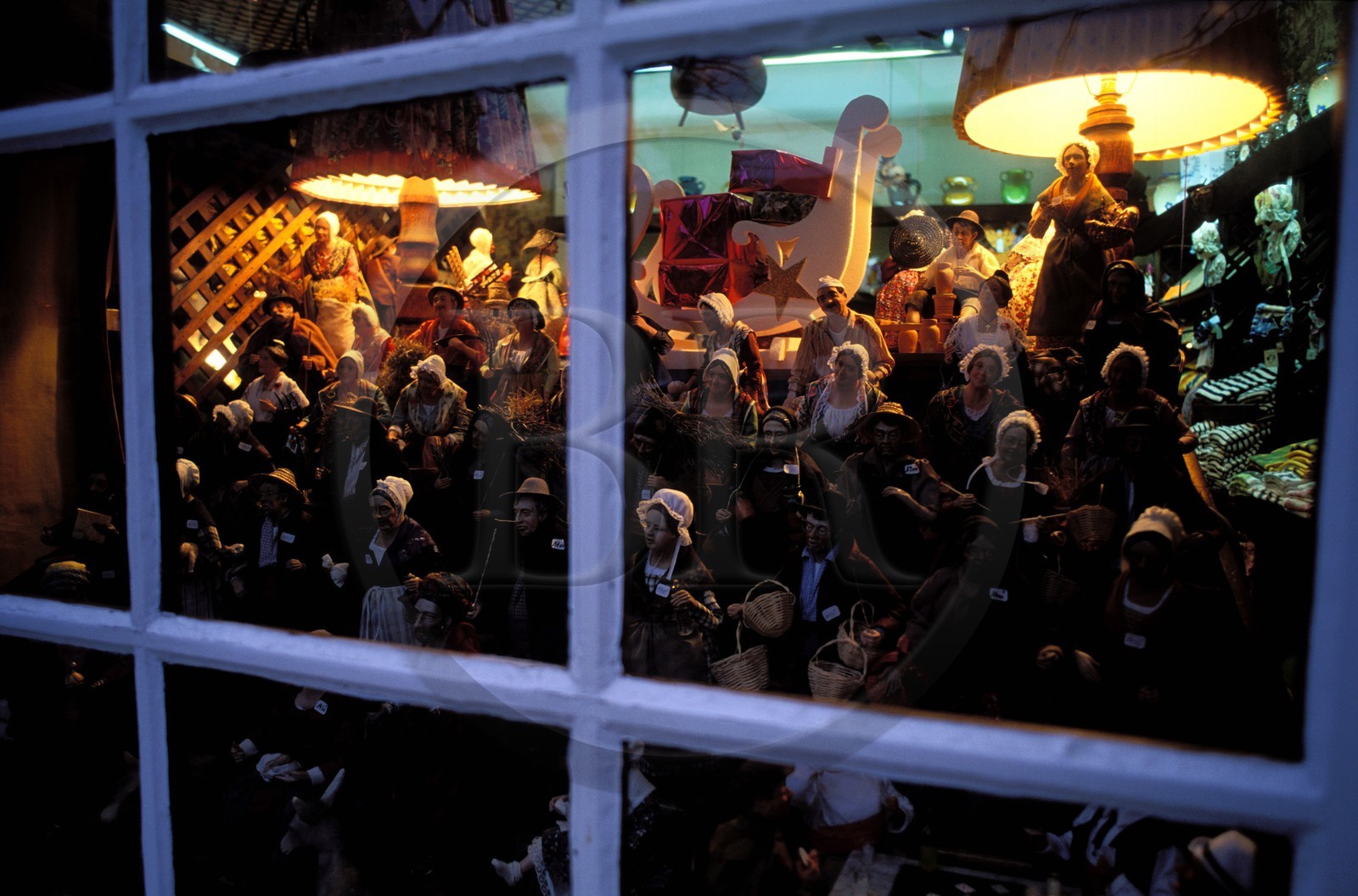 France, Bouches du Rhone, Les Baux de Provence village, labelled Les Plus Beaux Villages de France (The Most Beautiful Villages of France), ornamental figure window