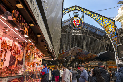 Espagne, Catalogne, Barcelone, Las Ramblas, l'entrée du marché de la Boqueria