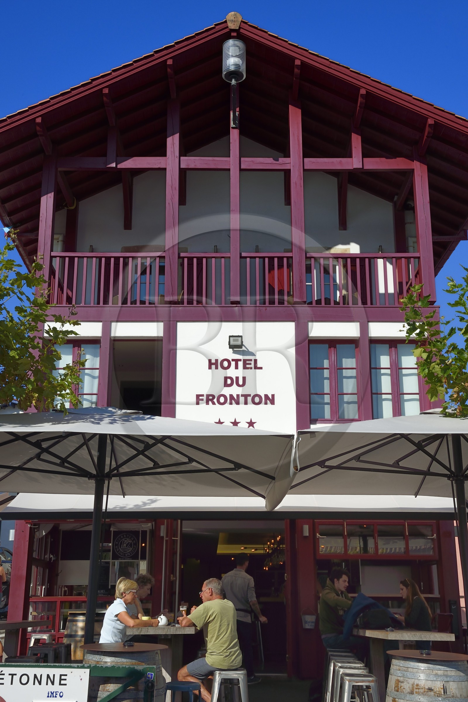 France, Pyrenees Atlantiques, Basque Country coast, Bidart, the Hotel du Fronton on the main square