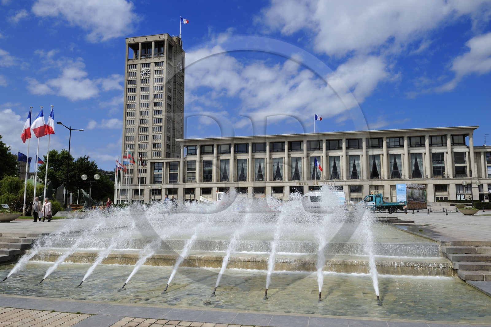 France, Seine-Maritime (76), Le Havre, Centre-ville reconstruit du Havre par Auguste Perret classé Patrimoine Mondial de l'UNESCO, l'Hotel de Ville de Perret (1958)
