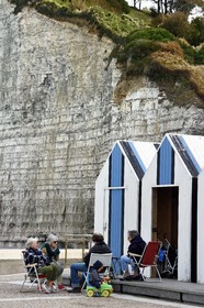 France, Seine-Maritime (76), Côte d'Albâtre, Pays de Caux, Yport, cabanes de plages