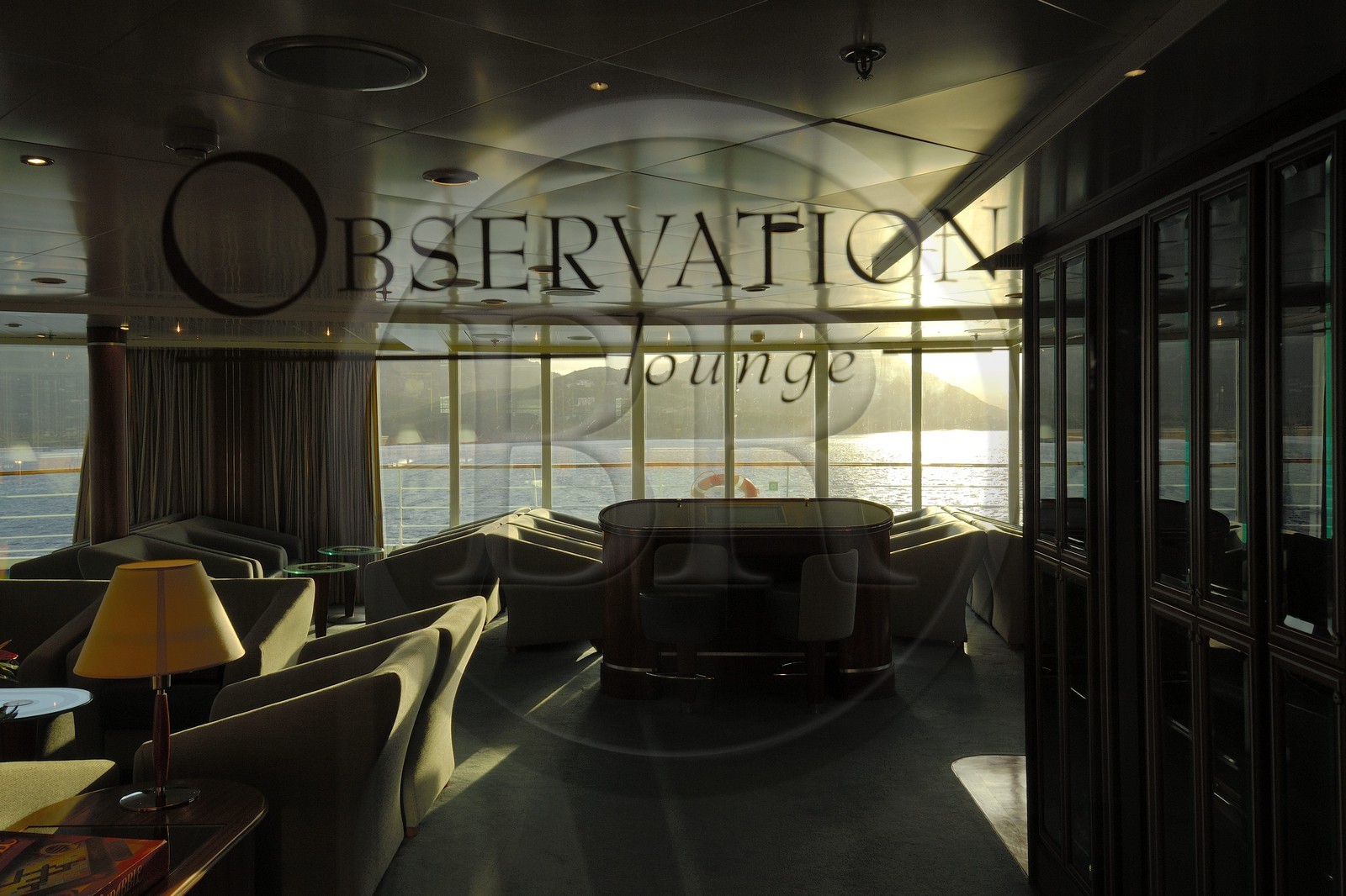 France, Corse, Porto Vechio Bay, cruise aboard the Silvershadow ship of the company Silversea, one of the lounges