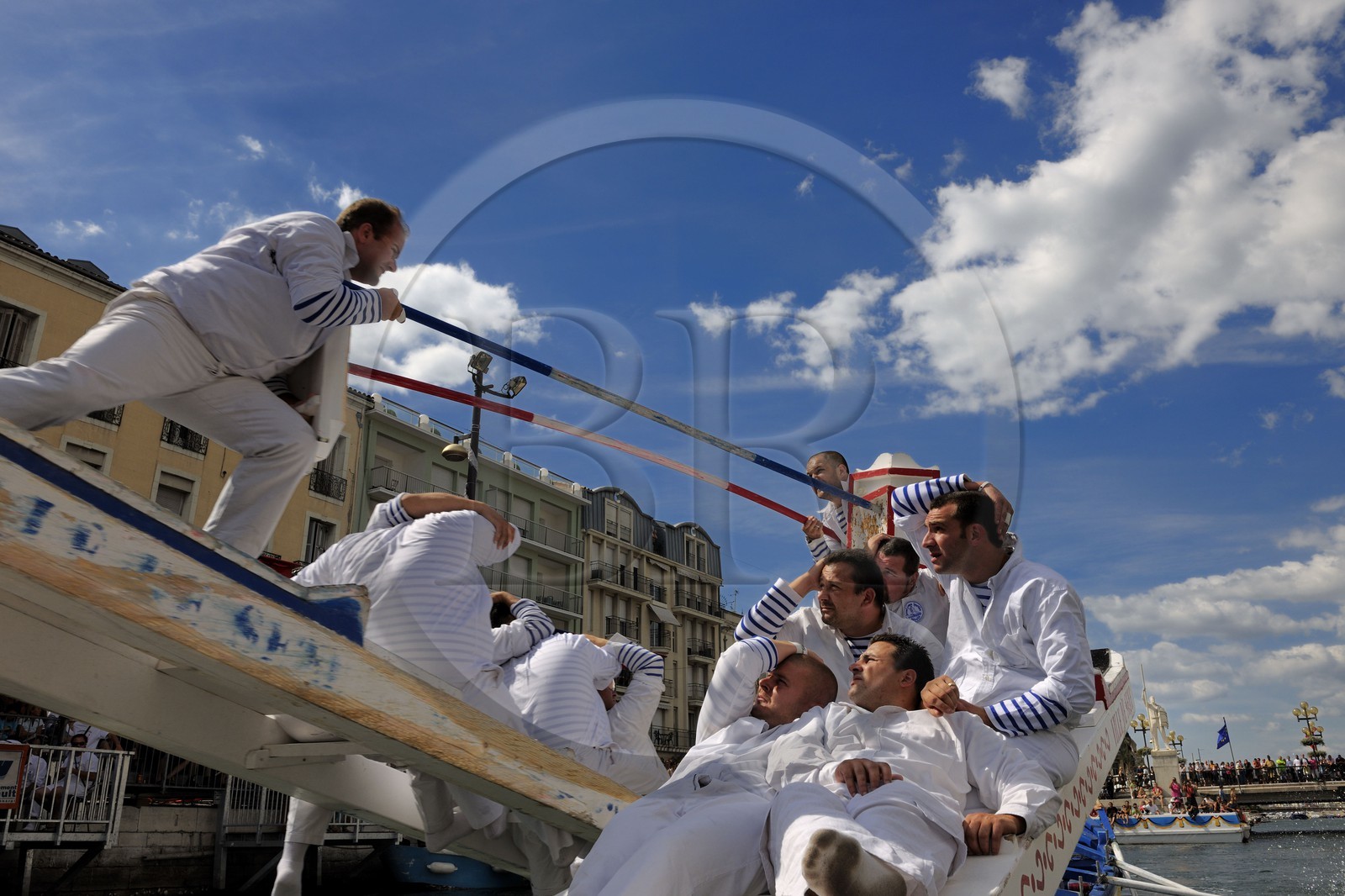France, Herault, Sete, canal Royal (Royal Canal), Fete de la Saint Louis (St Louis's feast), sea jousting