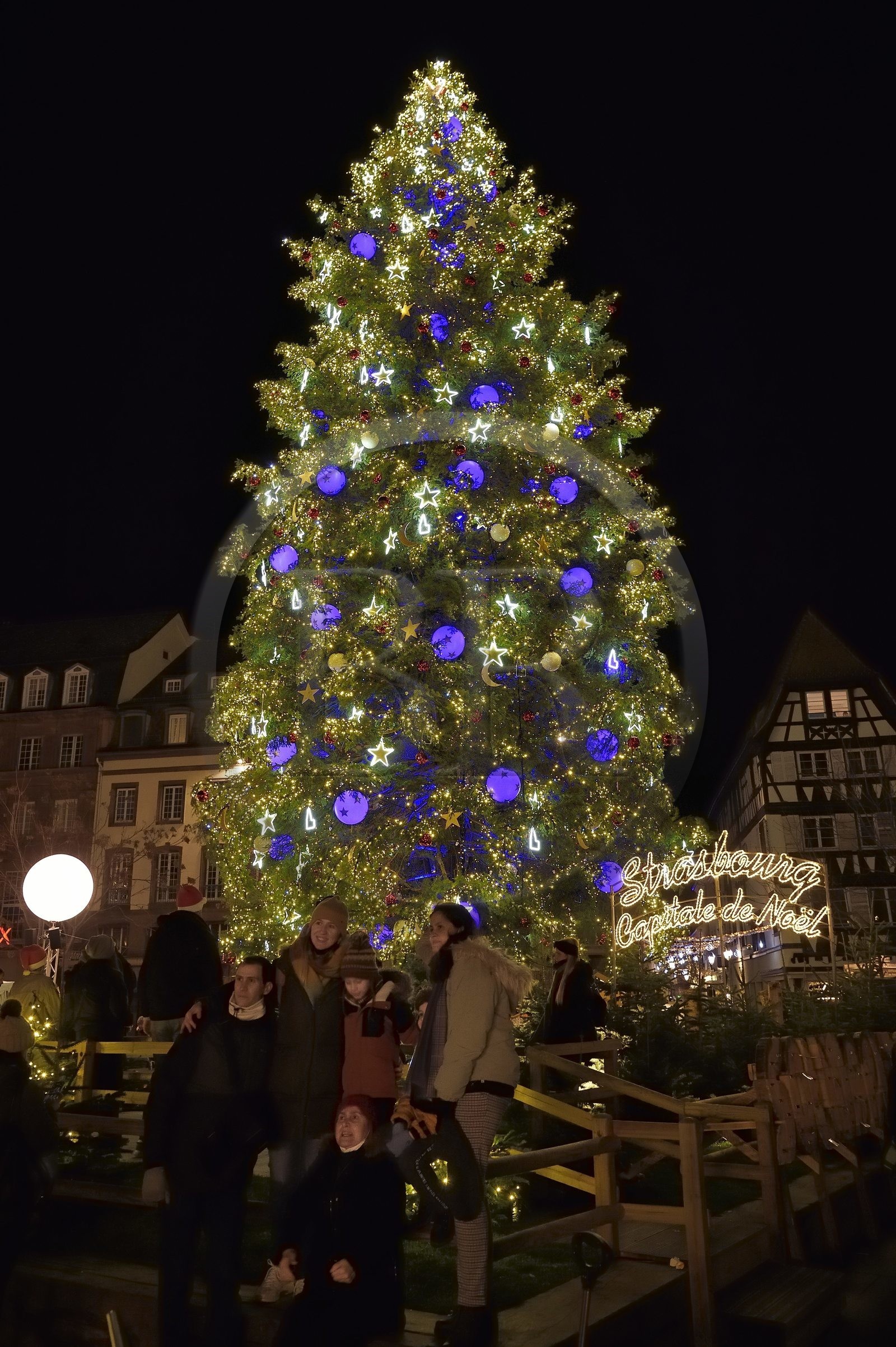 France, Bas Rhin, Strasbourg, old town listed as World Heritage by UNESCO, the big Christmas tree in place Kléber
