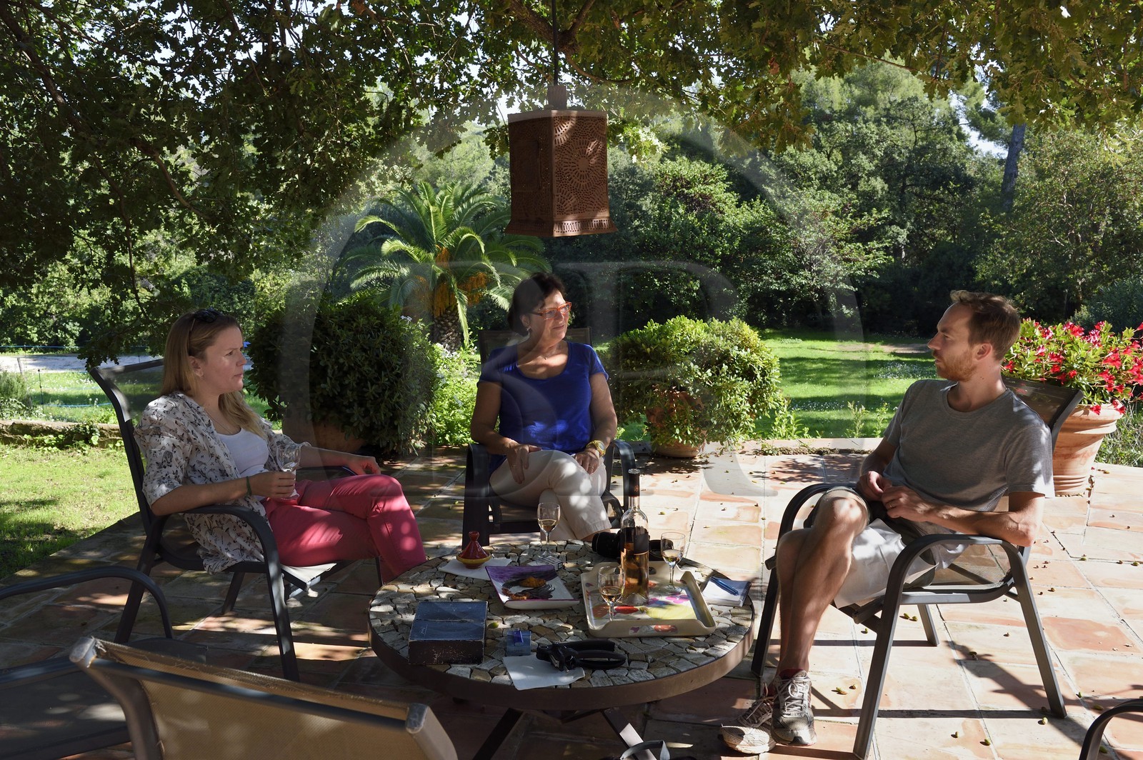 France, Var, Hyeres, La Bastide du Plantier guest house, aperitif in the garden