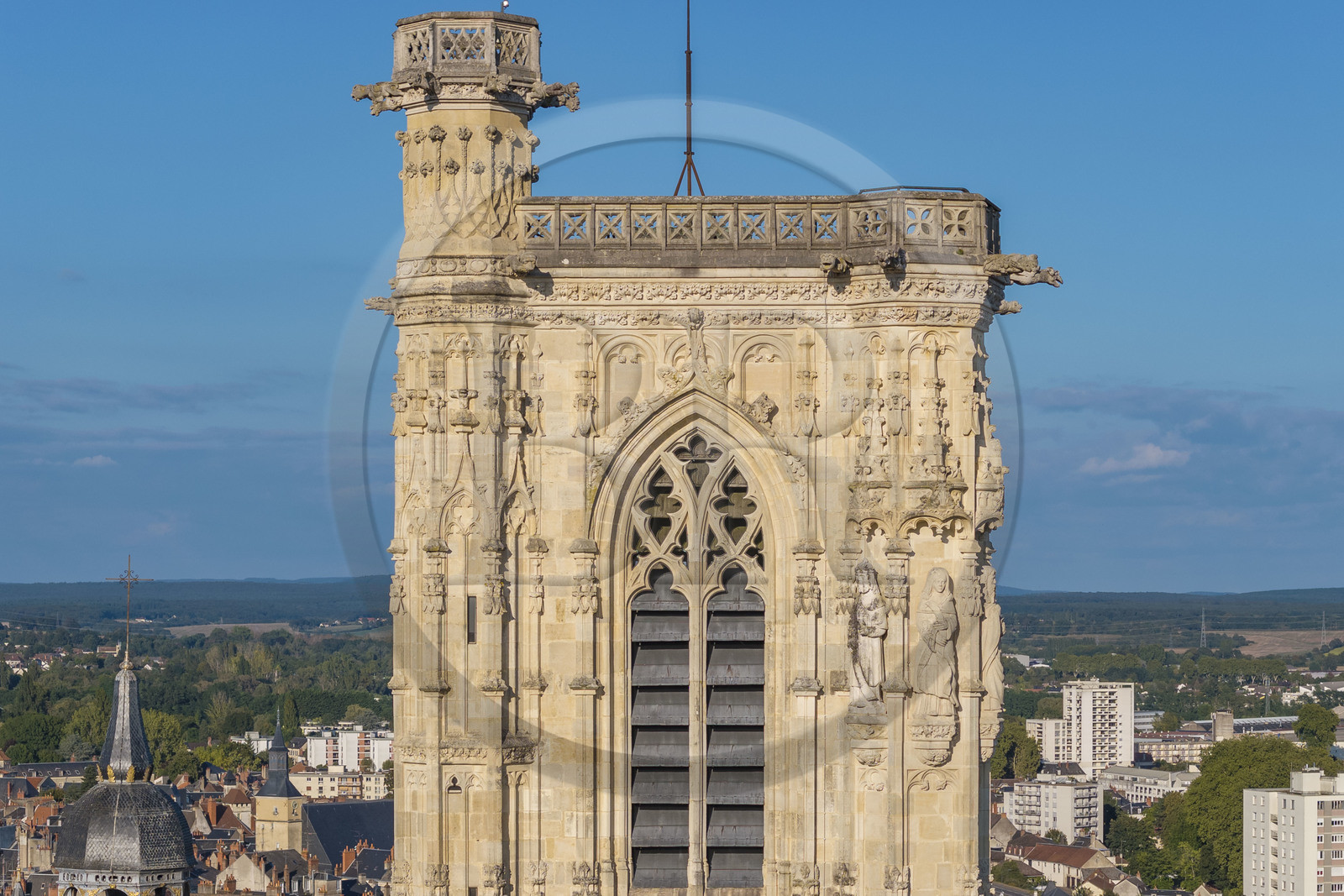 France, Nièvre, Nevers, Saint Cyr et Sainte Julitte cathedral, the tour Bohier (aerial view)