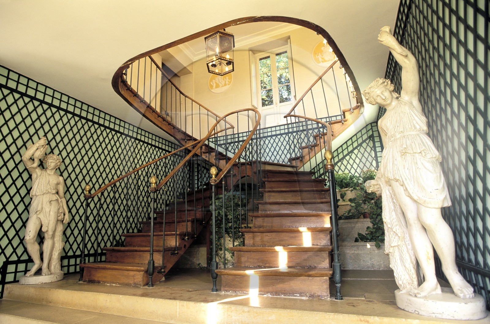 France, Hauts de Seine, Chatenay Malabry, Vallee aux loups, double staircase in Chateaubriand's house