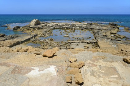 Israël, district d'Haifa, Césarée (Caesarea Maritima), ruines de Césarée, piscine de mer du Palais d'Hérode 1er Le Grand