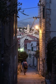 Croatie, Dalmatie, cote dalmate, Split, vieille ville romaine classée Patrimoine Mondial de l'UNESCO, la tour de la cathédrale Saint-Domnius en arrière plan