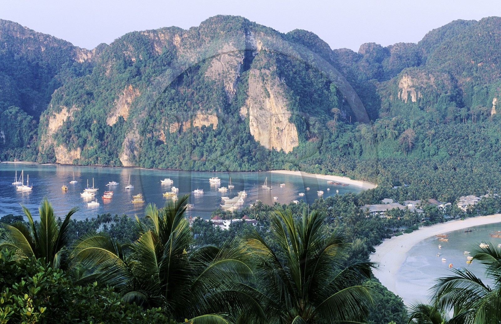 Thailand, Krabi province, Pee Pee Don islands, Ton Sai and Lo Dalam bays from the belvedere