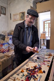 Azerbaijan, Shaki, Shabaka are stained glass windows built in wood frames without glue or nails, the master of Shabaka Resulov Tofig