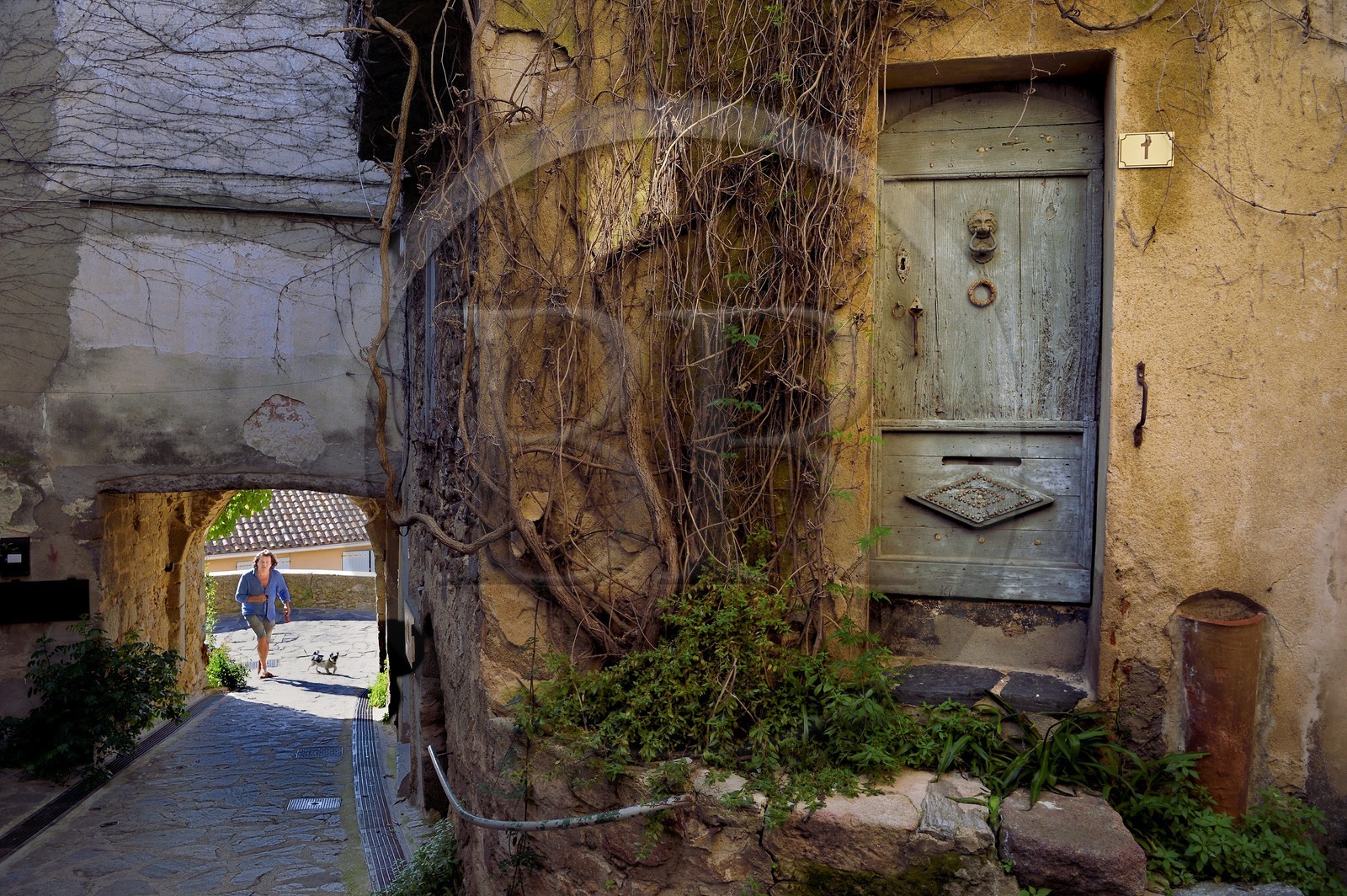 France, Var (83), Presqu'Ile de Saint-Tropez, Ramatuelle, la Porte des Abeilles dans l'enceinte médievale