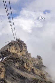 Switzerland, Canton of Bern, Bernese Oberland, Murren, cable car to Schilthorn - Piz Gloria, Birg (2677m)