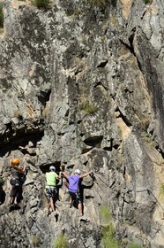 France, Ardèche (07), Parc Naturel Régional des Monts d'Ardèche, Thueyts, la haute-vallée de la rivière Ardèche, La via ferrata du Pont du diable