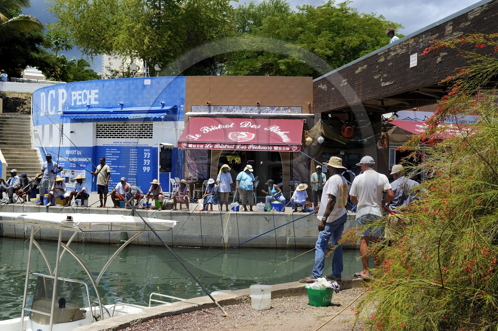 France, Ile de la Reunion, la Côte Ouest, Saint-Gilles-les-Bains, pêcheurs dans le port