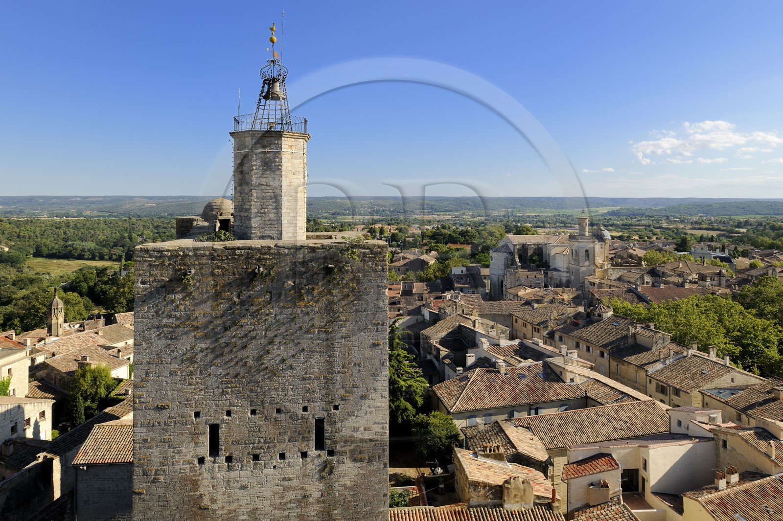 France, Gard (30), Uzès, Tour de l'Evèque depuis la tour Bermonde du château
