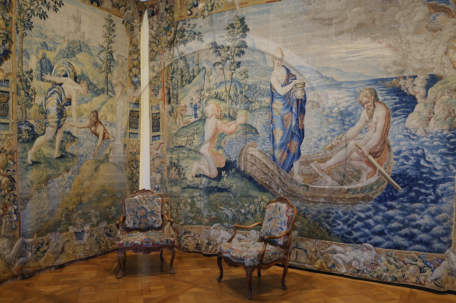 France, Loiret, Loire Valley listed as World Heritage by UNESCO, Sully sur Loire, tapestry representing Psyche, compulsory mention : Chateaux de Sully sur Loire, property of the Loiret Departement