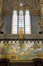 France, Rhone, Lyon, historical site listed as World Heritage by UNESCO, Notre Dame de Fourviere basilica, mosaics of the nave