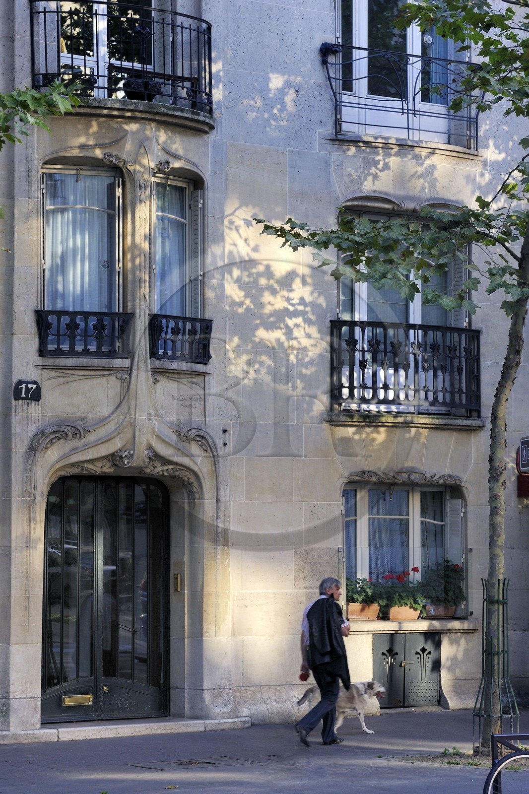 France, Paris (75), immeuble de l'ensemble dit de la rue Moderne autour de la rue Agar de style Art Nouveau par Hector Guimard