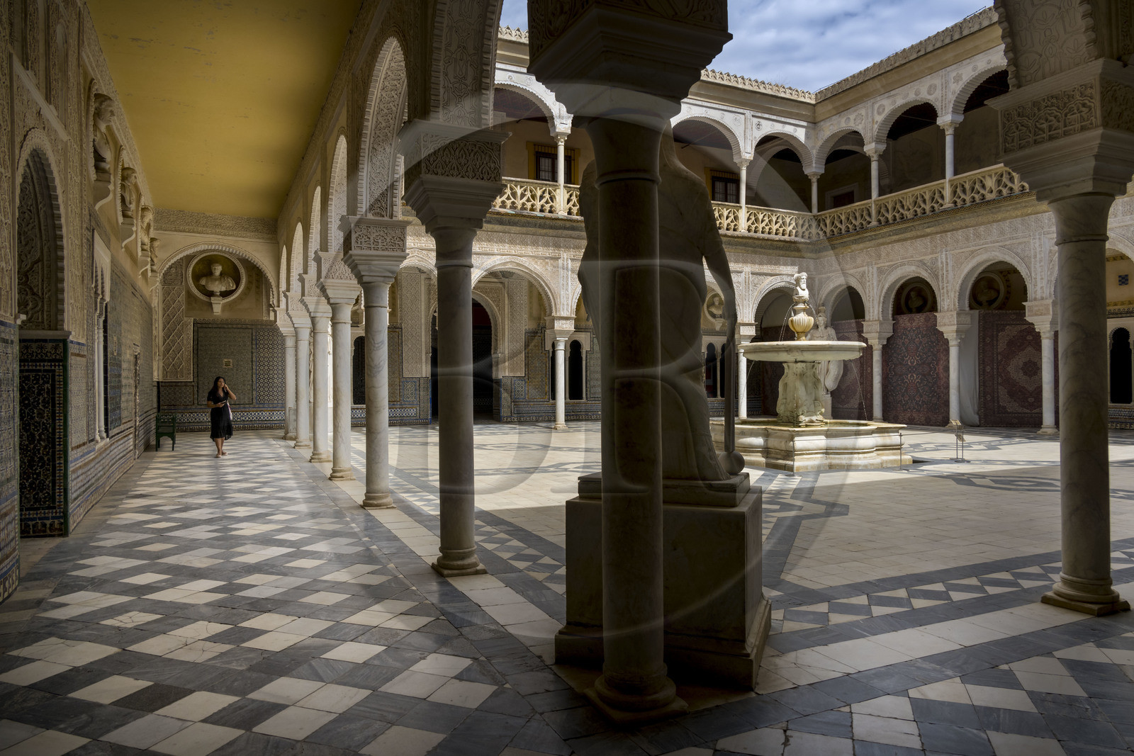 Espagne, Andalousie, Séville, la Casa de Pilatos (la maison de Pilate), palais de style mudéjar, le patio principal