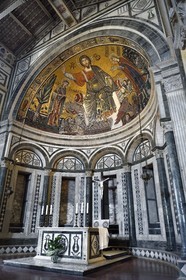 Italy, Tuscany, Florence, listed as World Heritage by UNESCO, San Miniato Al Monte basilica, mosaic of Christ between the Virgin and St Minias