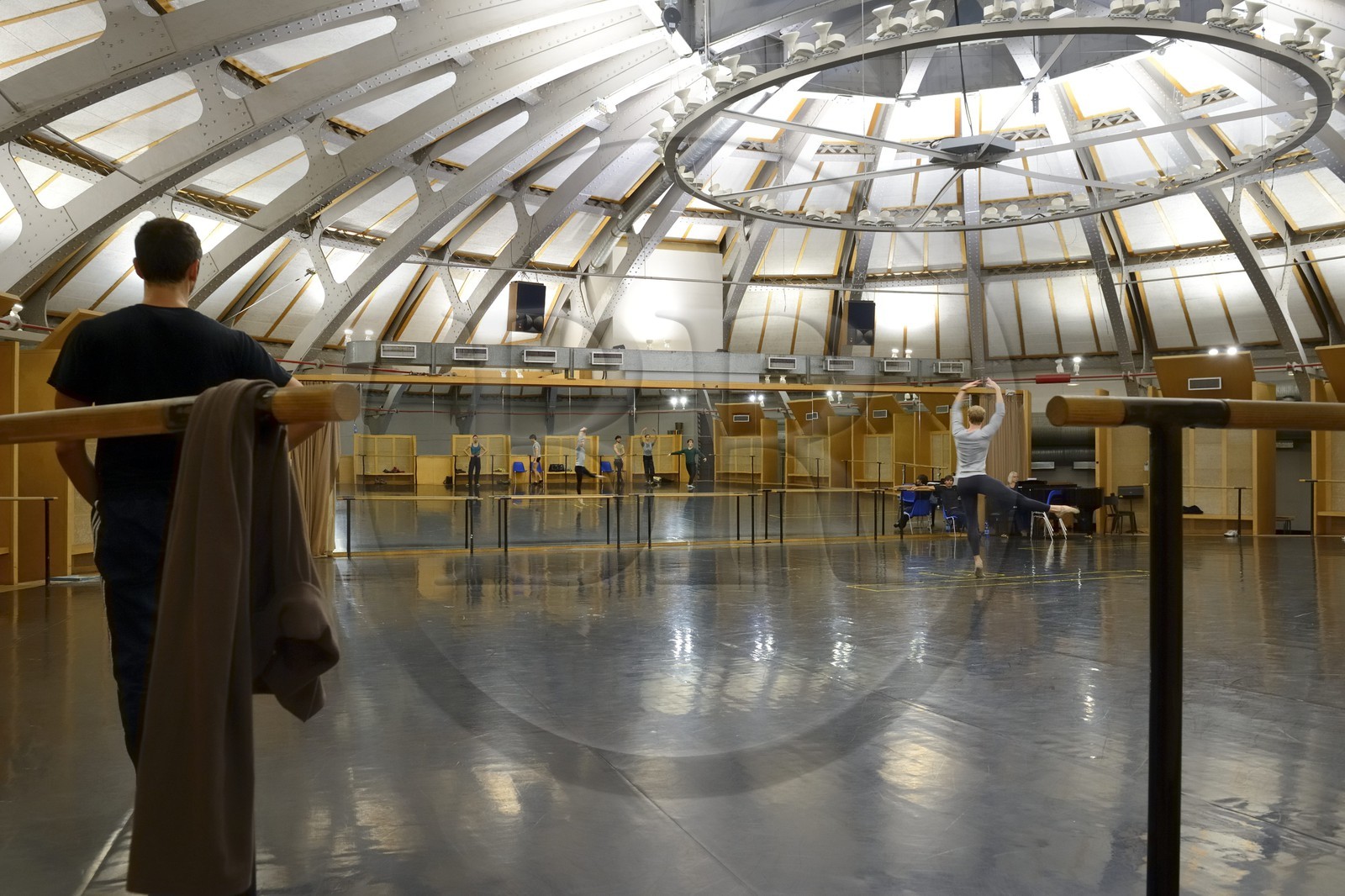 France, Paris, Garnier Opera, a rehearsal under the dome of the rotunda, the largest rehearsal room Petipa has a sloping plateau Italian style