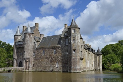 France, Morbihan (56), forêt de Brocéliande, château de Trécesson, lieu de la légende de la Dame Blanche